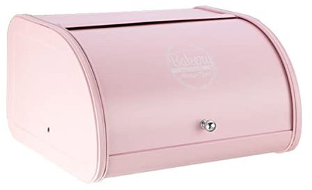 LIFKOME Guarda Pan Caja de Pan Rosa Caja de Pan de Metal Caja de Pan de Casa de Campo Caja de Pan con Tapa Enrollable Casa de Campo: Pan