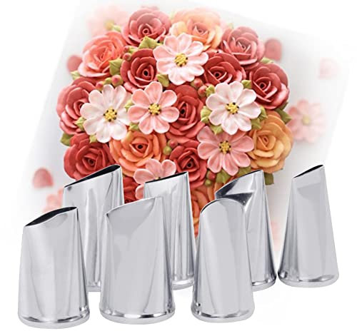 Rose Piping Tips,Petal Ruffle Decorating Tips Set Flower Pastry Tips Icing Frosting Tips Baking Tools Stainless Steel Cake Decorating Kit for Cake Cupcakes DIY Icing Nozzle Tool