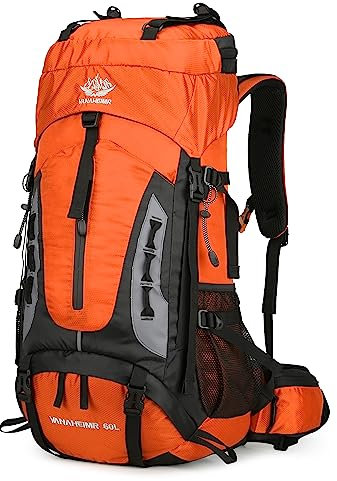 Esup 60L Wandern Rucksack Männer Camping Rucksack mit regen abdeckung Leichte Backpacking Rucksack Reise Rucksack, Orange/Abendrot im Zickzackmuster (Sunset Chevron), 60L, Reiserucksäcke