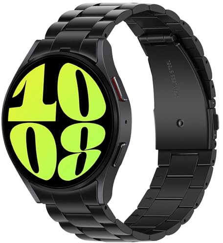 Anlinser No Gap Strap Compatible with Samsung Galaxy Watch 7/6 - 20mm Metal Band for Galaxy Watch FE/6 Classic/5/4 - 44mm/40mm, Black
