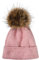 styleBREAKER Bonnet à Pompon tricoté pour Femmes Unicolore avec Paillettes et Doublure Polaire, Bonnet à Pompon de Fourrure d'hiver, Bonnet tricoté 04024210, Couleur:Vieux Rose-