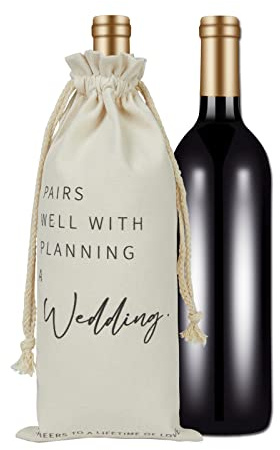 RF&CM Pairs well with planning a wedding | Engagement Wine Bottle Gift Bags | Engagement Gift | Wedding Planning Gift |