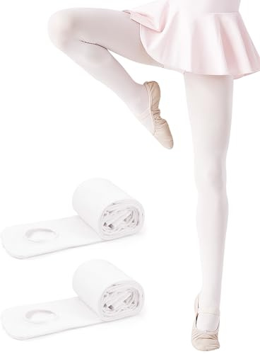 Kiiwah 2 Paar Ballettstrumpfhose für Mädchen, Ballett Strumpfhose für Mädchen mit Samtstoff, Hohe Elastizität, Kratzfest Tanzstrumpfhose Mädchen für Tanzkurs, Leistung, Schule, Alltag, Party