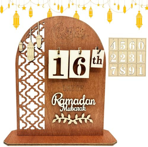 Ramadan Kalender, Eid Mubarak Kalender, Ramadankalender Kinder, Ramadan Kalender 30 Tage Countdown, DIY Ramadan Dekoration aus Holz, Countdown Kalender Ornament Ramadan Geschenke für Kinder