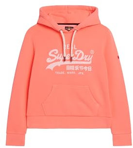 Superdry Sweat-shirt à capuche fluo Vl Graphic pour femme, Rouge corail pastel, 36