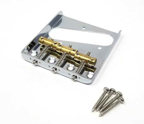 Left Handed Tele Telecaster Guitar Bridge with Brass Saddles Chrome, Lefty TL Ashtray Bridge with Mounting Screws