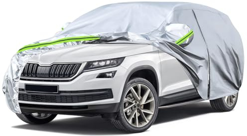 Opaltool Auto Abdeckung Geeignet für Skoda Kodiaq 2016-2025 | Autoabdeckung Auto Abdeckplane mit Türreißverschluss Schloss und winddichten Bändern für Sonne Schnee Regen Staubschutz