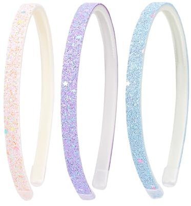 3 Stück Glitzer Haarreifen für Mädchen, Niedliche Rutschfeste Stirnbänder aus Kunststoff mit Zähnen Regenbogen-Bling Süße Harte Haarbänder Haarschmuck für kleine Mädchen