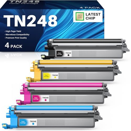 TN248CMYK Toner TN248 Kompatibel für Brother TN248 Toner für Brother MFC-L3760CDW DCP-L3520CDWE DCP-L3520CDW DCP-L3560CDW MFC-L8390CDW MFC-L3740CDWE MFC-L3740CDW, TN-248C TN-248M TN-248Y TN-248BK