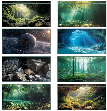 Didooou Image de fond 3D pour aquarium - Colle PVC - Autocollants décoratifs pour aquarium - Style aléatoire - 60 x 100 cm