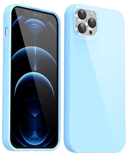 Svanove für iPhone 12 Pro Max Hülle Silikon Case, Bunt Weich TPU Ultra Dünn Handyhülle Einfarbig Handy Hülle Mädchen Frauen, Glatt Plastik Schutzhülle Slim Silikonhülle Gummi Bumper, Hellblau