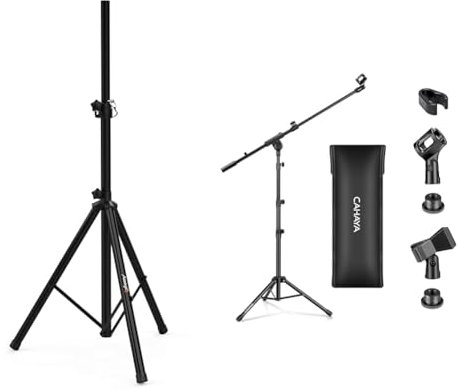 Audibax - Soporte Profesional para Altavoces y Micrófono - Trípode Extensible y Plegable - Negro Mate - Estilo Moderno y Profesional - Altura Ajustable 64-158cm - Peso Soportado 30 kg