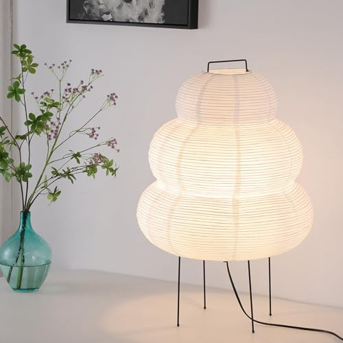 CMHSYTKE Lámpara de pie Akari estilo Noguchi, linterna de papel de arroz para establecer un ambiente cálido y acogedor en cualquier habitación (nube), lámpara de pie japonesa