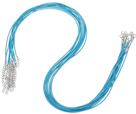 sourcing map 10pcs 24 Inch Waxed Necklace Cord, Bulk Necklace String with Clasp 1.5mm Waxed Leather Cord Rope for Jewelry Making DIY Bracelet Pendant,Peacock Blue