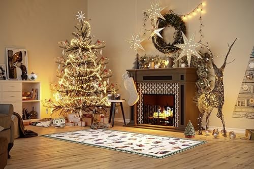 Villeroy & Boch Tapis Design nostalgique Toy's Delight - Couverture d'arbre de Noël et Chemin de Noël pour Salon, Chambre à Coucher, Salle à Manger, Couloir - Vert Multicolore - 80 x 200 cm