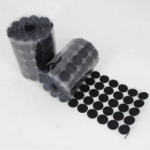 SHTGOI Punti in velcro autoadesivi, 1000 pezzi da 15 mm, rotondi, in velcro, autoadesivi, per lavori fai da te, carta, plastica, plastica, autoadesivo, velcro