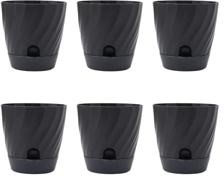 CDQL Vaso da Fiori in Plastica da 6 Pezzi, Fioriera in Plastica Leggera, Vaso da Vivaio per Piantine di Fiori, Contenitore per Piante da Giardinaggio per Casa, Balcone, Giardino (Nero)