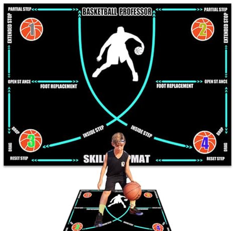 Basketball Dribble Mat - Non-Slip Silent Equipment | Rubber Anti-Skid Basketball Corner Field | Silent Shock Absorbing Exercise Mat | Anti-Slip and Foldable Training at Home for Adults and Kids