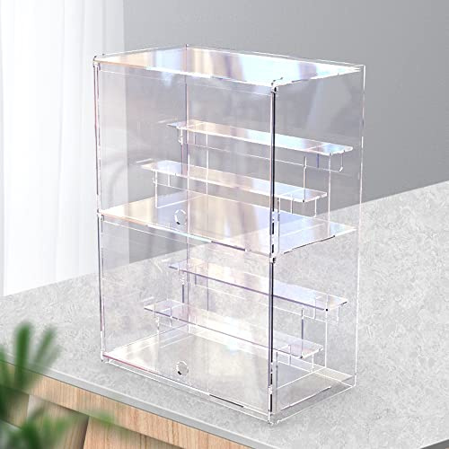 2 Etages Vitrine pour Objets de Collection Figurine Pop Amiibo Manga Mini Voiture Maquette, Vitrine Acrylique Transparente avec Etagere et Porte, Boite Plexiglas de Rangement, Vitrine Salon
