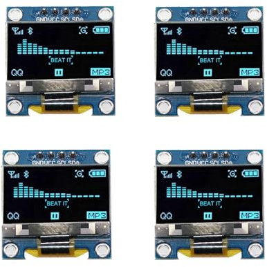 4 unidades de pantalla OLED de 0,96 pulgadas, caracteres azules, I2C 128 x 64 píxeles, módulo de pantalla I2C, compatible con Arduino Raspberry Pi