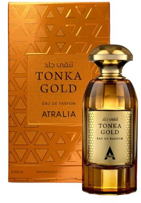 Atralia Tonka Gold Eau de Parfum Unisex 100ML – Luxuriöser Unisex-Duft mit verführerischen Noten von Cognac, Zimt und Pflaume für zeitlose Eleganz und Stil
