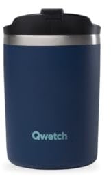 QWETCH - Insulated Travel Mug - Navy Blue 240ml - Coffee & Tea Thermos - Keeps Hot 6h / Cold 12h - BPA-Free, Leakproof, Travel Cup