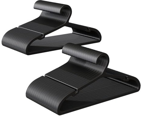 ABHENG 100 Stück Kleiderbügel Kunststoff, Rutschfester Bügel mit U-förmiger Öffnung, Platzsparender Kleiderbügel, für Mäntel, Kleider, Hemden, 41,7 x 0,4 x 21 cm, Schwarz, APY05100B