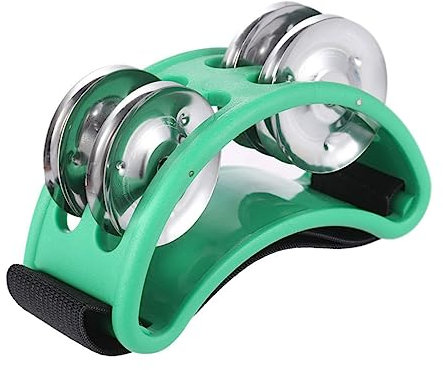 LOLIPPYY pied tambourin enfant cloches Musical percussion instrument Grooves de tambourin Instrument de percussion Jingle Bells à percussion au pied grelots de pied Green