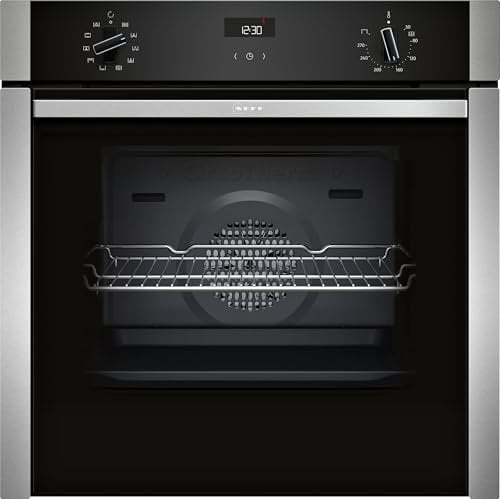 NEFF, N50, B3ACE4AN3B, 60cm Built-in Single Oven features Hide®, Eco Clean with Easy Clean, CircoTherm, Energy Efficiency Class A+ and LCD-Display in Stainless steel