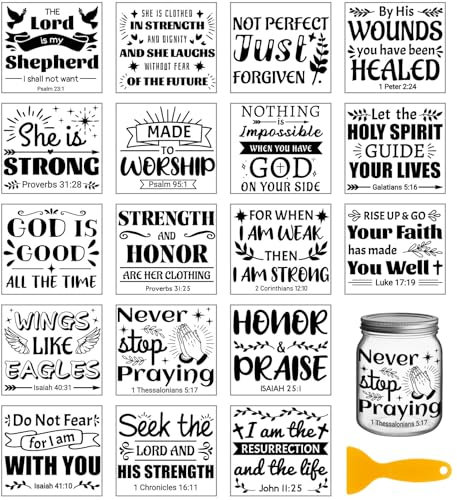 GLOBLELAND 18 Sheets Black and White Bible Text Rub on Transfers Bible Golden Phrases Waterproof UV DTF Cup Wraps Wings Prayer Decals Stickers for Water Glass Bottle Vase Crafts