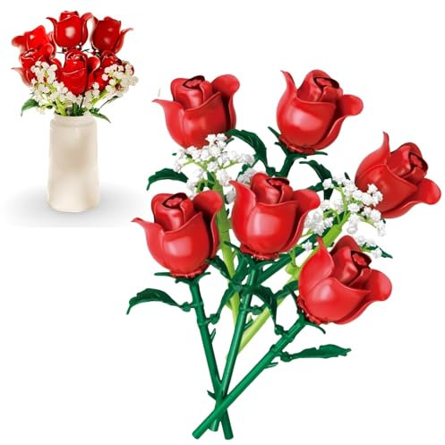 Flower Bouquet Building Sets, 336 PCS Artificial Flower Building Kits, Creative DIY Home Office Decoration, Valentin Birthday Gift for Adults and Girls