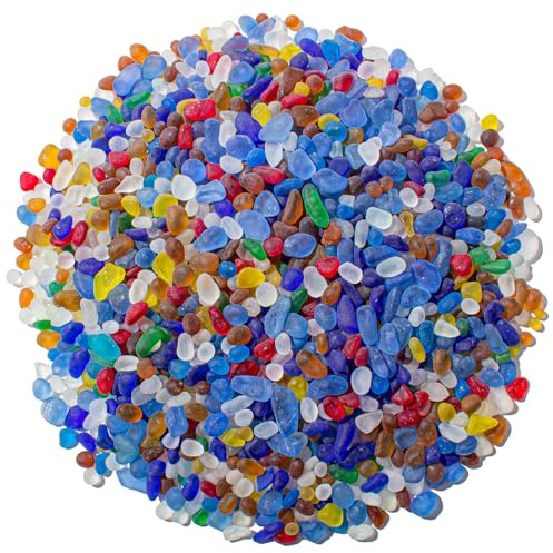 Keedolla Coloured Sea Galss Pebbles, 400g/0.9LB Frosted Glass Stones Decorative Gemstones for Home Decor, Vase Fillers, DIY Art Crafts, Aquarium Rocks, Fish Tank Gravel