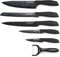 Russell Hobbs 6-Piece Knife & Peeler Set – Chef’s/Bread/Carving/Utility/Paring Knives, Marble-Effect Non-Stick Coated Blades, Soft-Touch Ergonomic Handles, Hand Wash, Black
