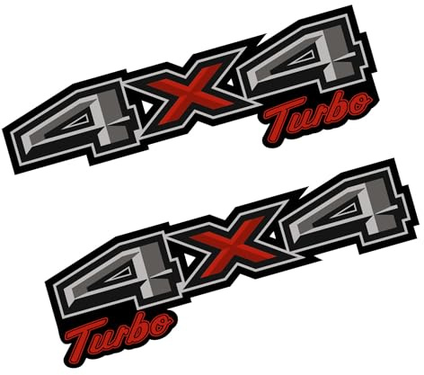 DualcolorStampe 4x4 Turbo Adesivi per Auto e Fuoristrada, Set 2 Decalcomanie Laterali, 35 x 10 cm, Design Sportivo, Resistenti agli Agenti Atmosferici 0449