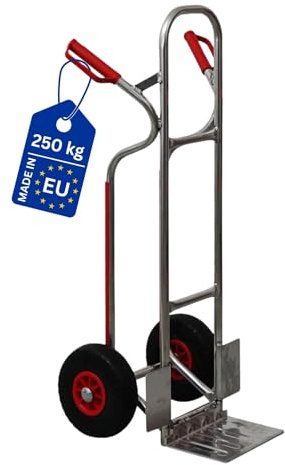 Alu-Sackkarre klappbar mit 250kg Tragkraft, Treppenrutsche & pannensichere PU-Bereifung – Aluminium Handwagen für Möbeltransport, Baustelle, Gartenarbeit – Kompakte Transportkarre mit Klappschaufel