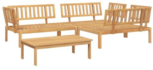 KKgypkn 4-TLG. Garten Sofagarnitur aus Paletten Massivholz Akazie als Outdoor Lounge Set – Gartenmöbel Set Paletten Sofa mit Tisch und modularen Sofas, Modulares Gartensofa mit Tisch