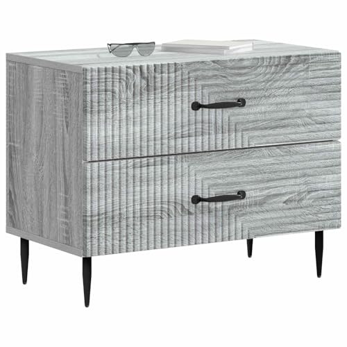 vidaXL Nachttisch Graues Sonoma 62 x 34,5 x 47,5 cm Holzwerkstoff, Vintage Nachttisch, rechteckiger Beistelltisch, kompakte Aufbewahrung mit viel Stauraum