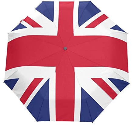 ALAZA Regenschirm mit britischem Union Jack-Design, 3-fach gefaltet, automatisches Öffnen und Schließen, UV-Schutz
