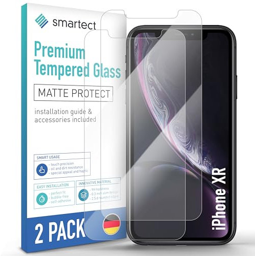 SmarTect Schutzglas [2 Stück, Matt] kompatibel mit iPhone XR/iPhone 11, HD Schutzfolie Anti-Kratzer, Blasenfrei, 9H Härte, entspiegelt, Ultrabeständig