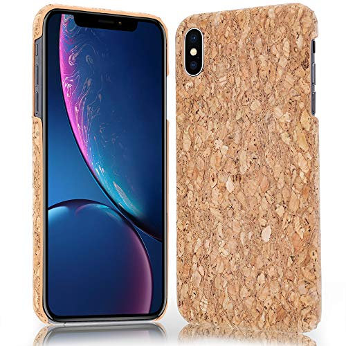 NALIA Kork Hülle kompatibel mit iPhone XS Max, Handyhülle Natur-Holz Look Handy-Tasche Cover Case, Dünnes Ultra-Slim Hardcase Schutzhülle Etui Backcover Bumper, Designs:Light Cork Pattern