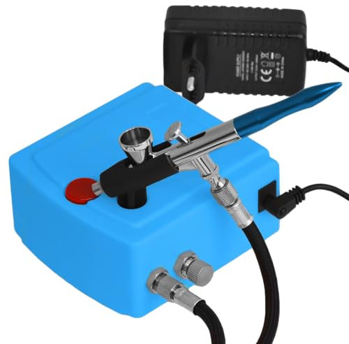 Airbrush Set Carry I - Airbrush Kompressor Set für Airbrush-Farben Airbrush Pistole Single Action 207D mit 0,3 mm Nadel/Düse, optimal Airbrush-Kit für alle Anfänger zum Einführungspreis!