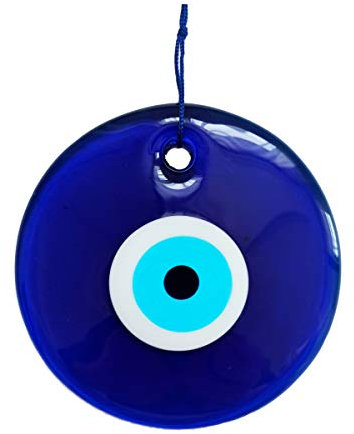 Erbulus 13,7 cm Glas Blau Böser Blick Wandbehang Ornament – Türkisches handgefertigtes Nazar-Amulett – Wohnschutz-Anhänger – Wanddekoration in einer Box