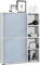 Vladon Highboard Schrank Anrichte Cuba mit 8 Fächern, Made in Germany, Korpus in Weiß matt/Fronten in Denim matt
