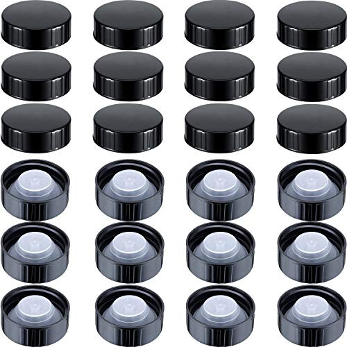 Boao 38mm Growler Caps Poly Seal Screw Caps Growler Lids Fits Most 1/2 and 1 Gallon Jugs Amber Boston Round Glass Beer Bottles Poly Cone Cap Brewing Wine Jug Cap (24 Pieces)