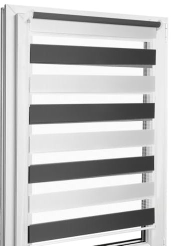 Home-Vision® DuoRollo Klemmfix, Doppelrollo ohne Bohren mit Klämmträgern, DuoRollos für Fenster und Türen (Zebra, B50cm x H220cm)
