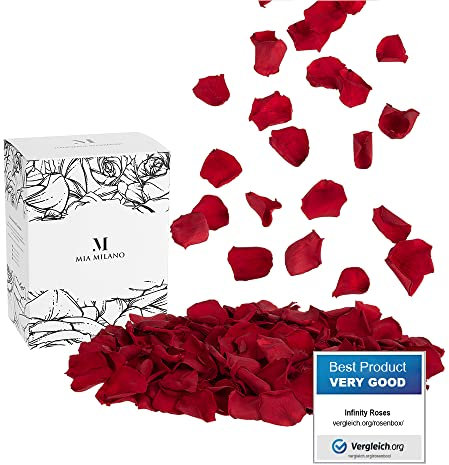 Rosenblätter Rot getrocknet I Deko Geschenk für Sie I 50 g Echte Rosenblüten ideal als Hochzeit Dekoration - 3 Jahre haltbar - Romantisches Geschenk für Frauen