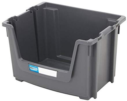 BiGDUG x5 Stacking Bins Warehouse Garage Storage 320h x 500w x 370d mm (Grey)