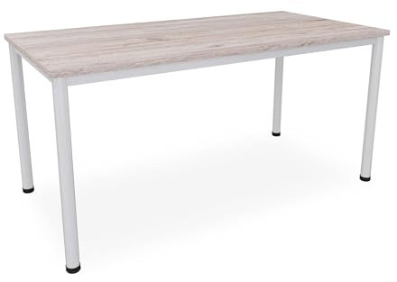 Schreibtisch Verschiedene Größen und Farben, Konferenztisch graues Metallgestell, Stabiler Besprechungstisch Arbeitstisch, Bürotisch hauseigene Fertigung (B: 160 cm x T: 80 cm, Eiche modern)