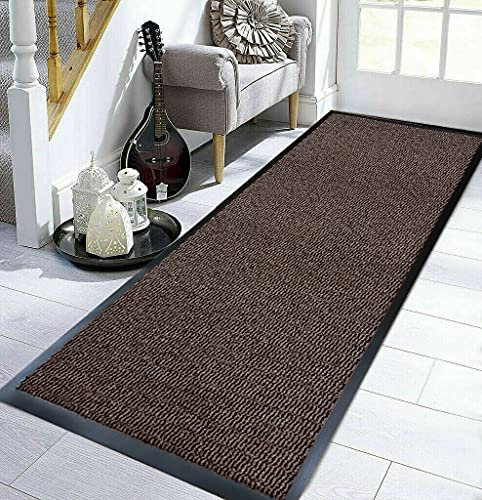 TrendMakers Extra Large Big BROWN/BLACK Hardwearing Heavy Duty Black PVC Edge Pile Top Rubber Barrier Entrance Door | Doormat Floor Mat Rugs | 90cm x 300cm