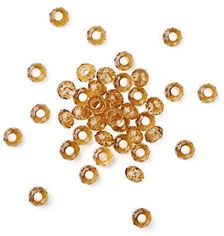 PandaHall - 100 cuentas europeas de cristal facetado con agujero grande de 14 x 8 mm, cuentas sueltas para pulseras europeas de cadena de serpiente